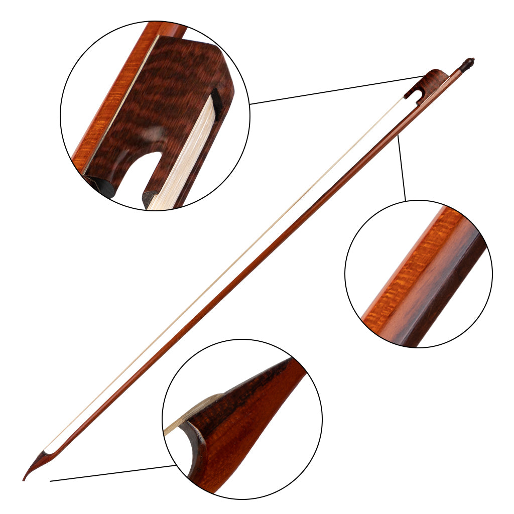 NAOMI Professional 4/4 Violin Bow Snakewood Bow Baroque Style Bow Snakewood Frog White Mongolia Horsehair Durable Use