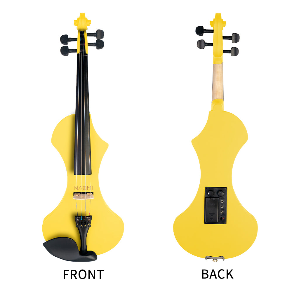 NAOMI Electric Violin 4/4 Fiddle Set W/ Solidwood Electric Violin+Rosin+ Brazilwood Bow+Audio Cable+Canvas Violin Case