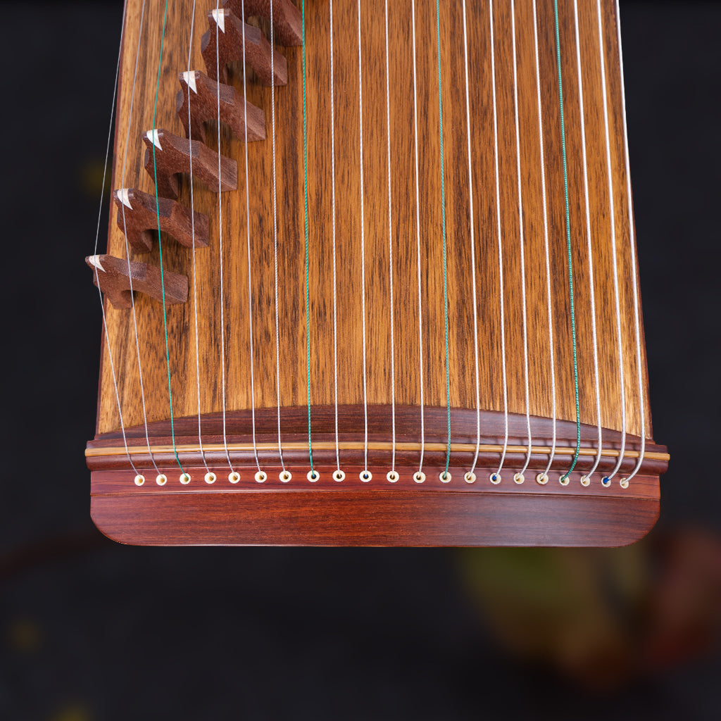 NAOMI Travel Guzheng Harp Chinese Lettering Zither 21 String Red Sandalwood Small Guzheng Musical Instrument