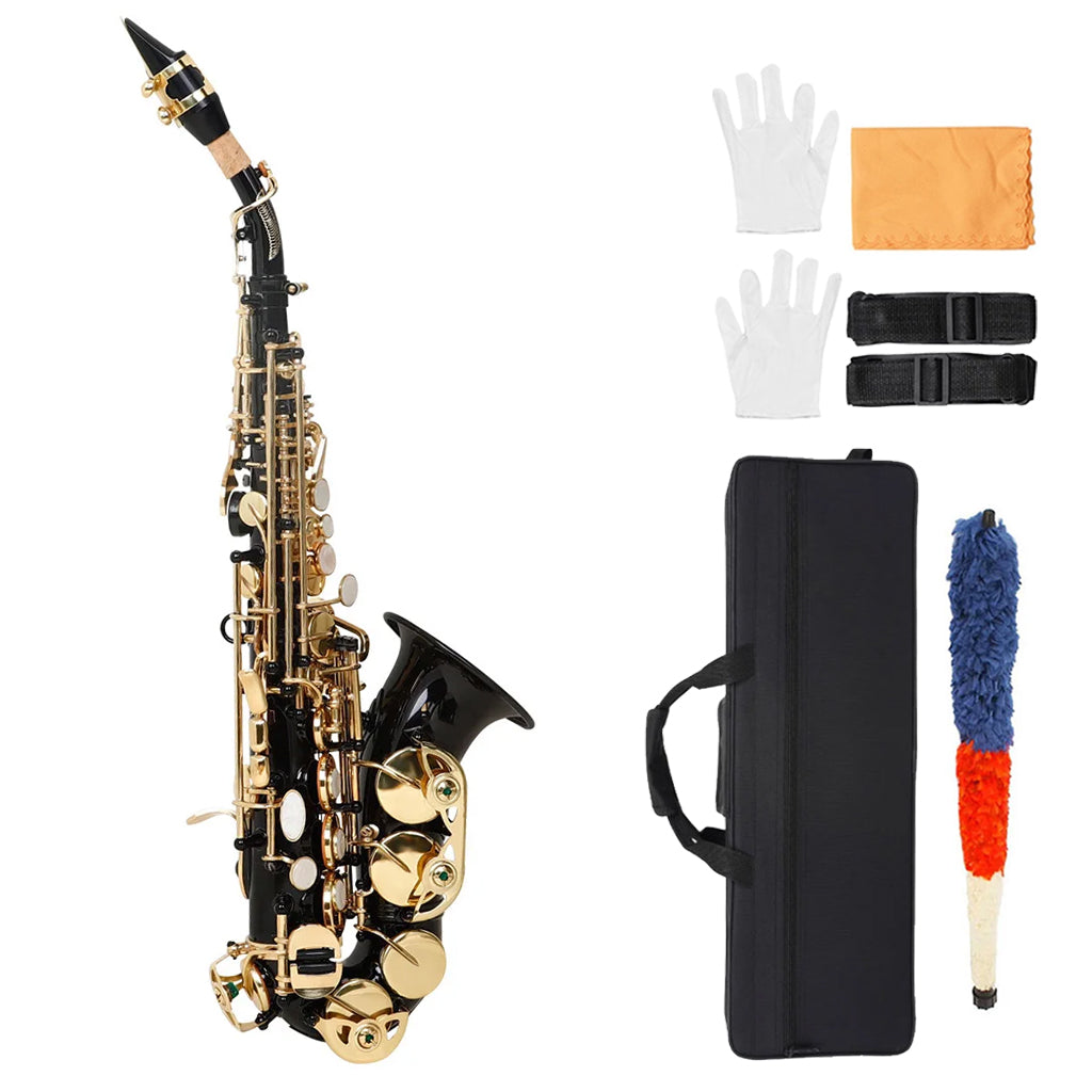 NAOMI Soprano Saxophone Bb Brass Body Carved Keys White Shell Keys Saxophone