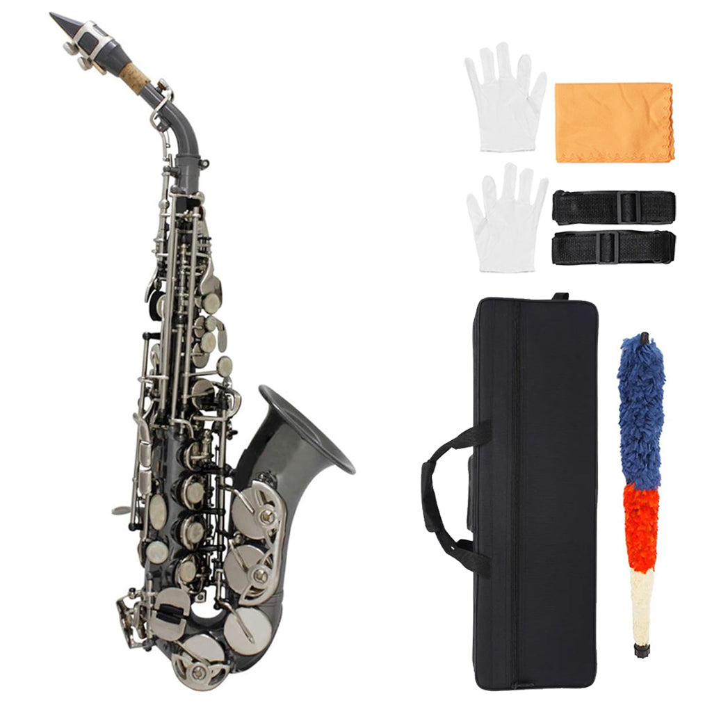 NAOMI Soprano Saxophone Bb Brass Body Carved Keys White Shell Keys Saxophone