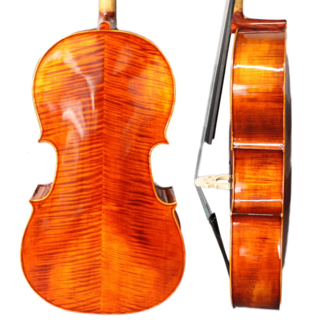 NAOMI Hand Carved Solid Tonewoods Arcadia Cello Acoustic Violonchelo 4/4 Size Flamded Maple Traditional Shellac Varnish W/Bow Bag Case