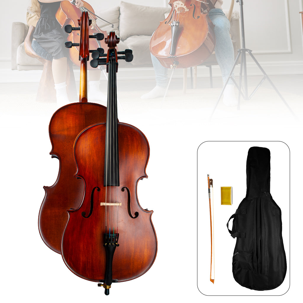 NAOMI Handmade Advanced 4/4 3/4 1/2 1/4 1/8 Size Cello Acoustic Cello W/Gig Bag Brazilwood Cello Bow Bridge