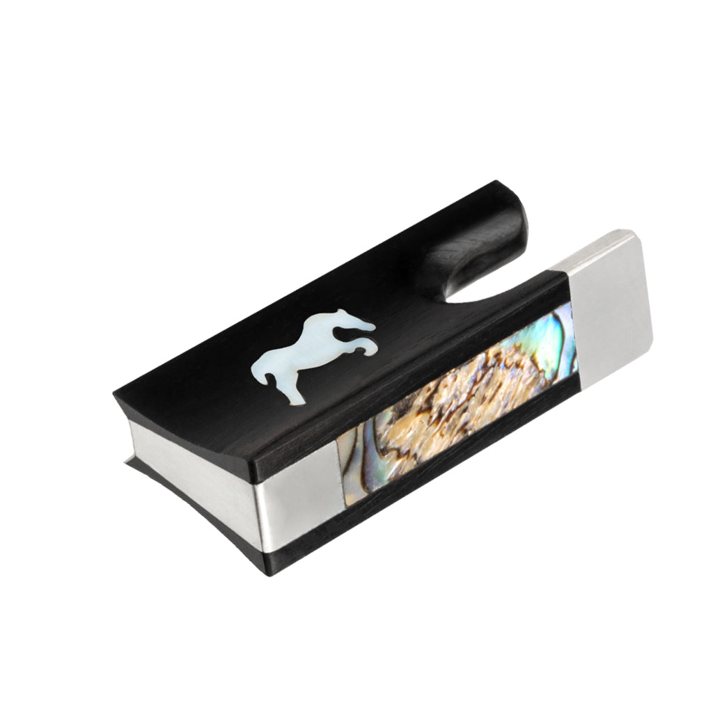 NAOMI Fully Lined Ebony Frog With Horse Pattern Inlay 4/4 Violin Bow Parts