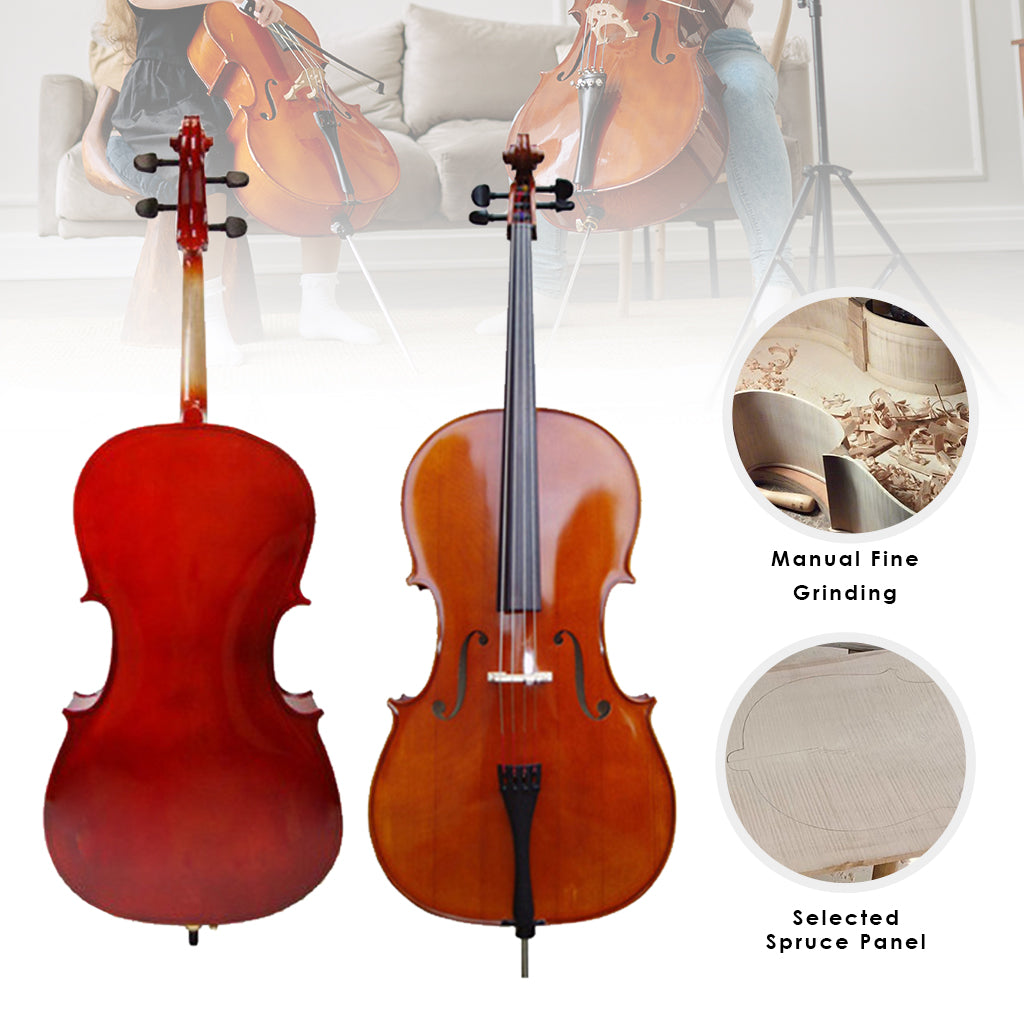 NAOMI 4/4 3/4 1/2 1/4 1/8 Acoustic Cello Pure Handmade Solidwood Cellos With Carry Gig Bag Bow Bridge Case