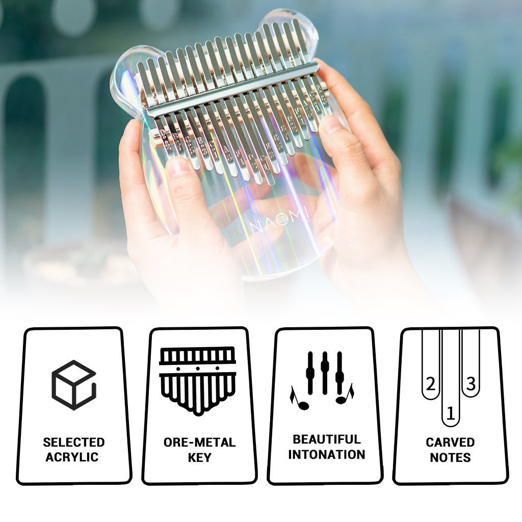 NAOMI Thumb Piano Rainbow Clear Kalimba Arcylic 17 Keys Kalimba Portable Finger Piano W/ Tuning Hammer Hard Case