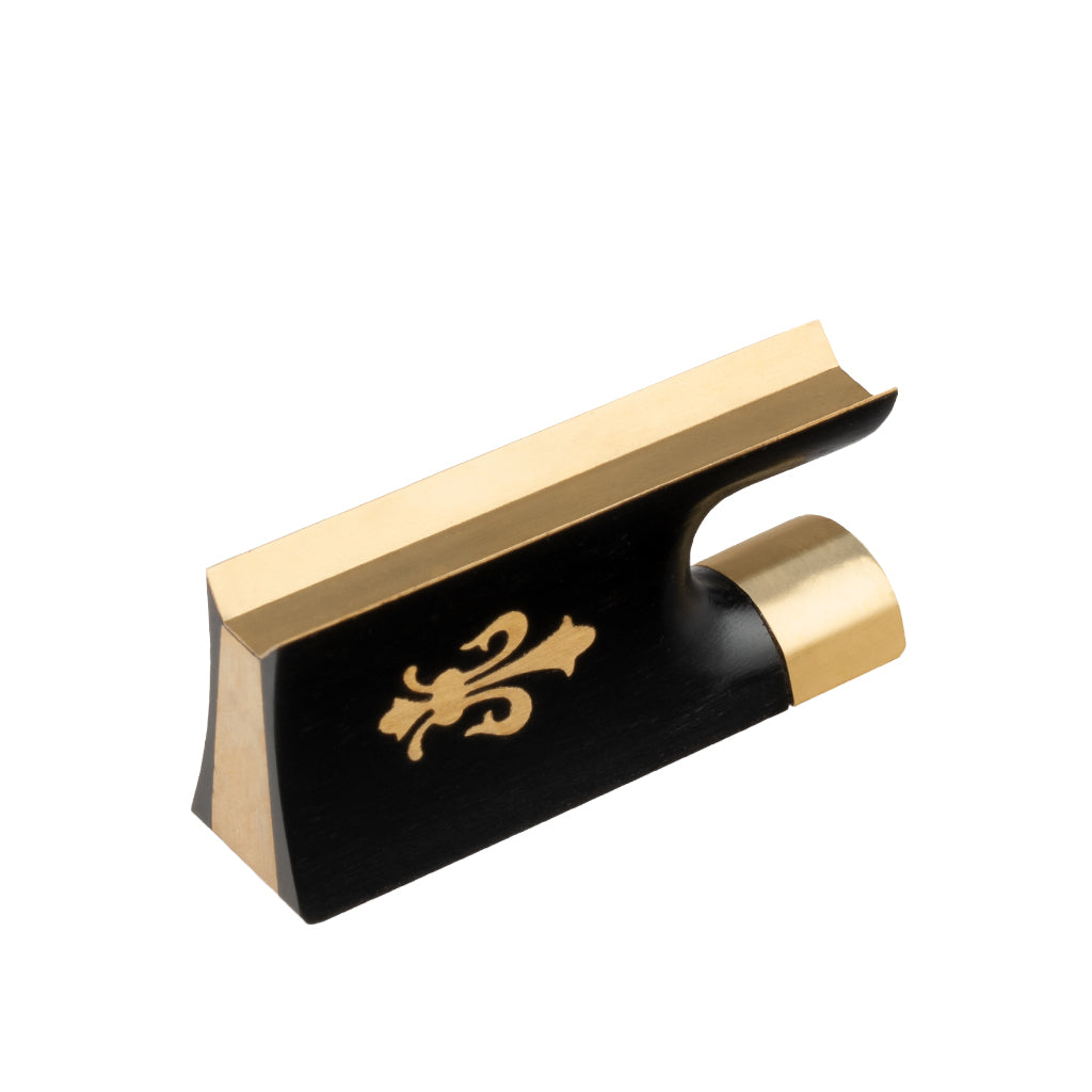 NAOMI Ebony Frog With Brass Fleur-de-lis Inlay 4/4 Violin Bow Parts Replacement Accessories