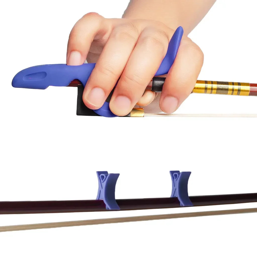 Bowpet Violin Bow Grip Correcting Universal 1/8-4/4 Violin Hold Bow Posture Corrector Beginner Fingers Plus 2 Bow Stoppers SET