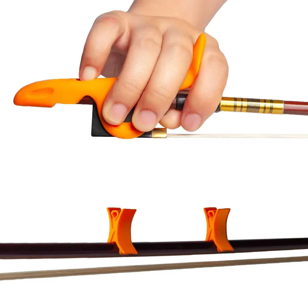 Bowpet Violin Bow Grip Correcting Universal 1/8-4/4 Violin Hold Bow Posture Corrector Beginner Fingers Plus 2 Bow Stoppers SET
