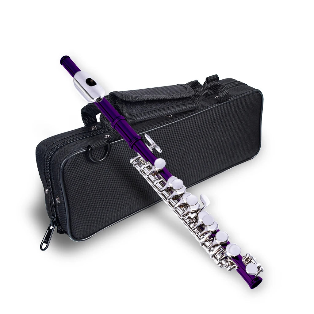 NAOMI Nickel Plated C Key Piccolo Purple Color W/ Case Cleaning Rod And Cloth And Gloves Cupronickel Piccolo Set