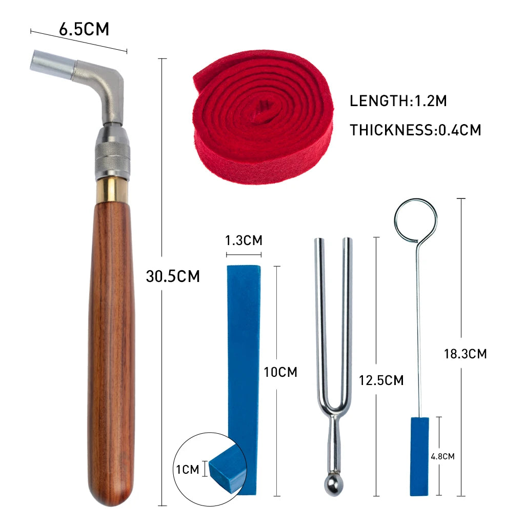 NAOMI Stainless Steel Wrench With Hardwood Handle Rubber Wedge Mute Temperament Strip Tuning Fork And Case Piano Tuning Kit Piano Tool