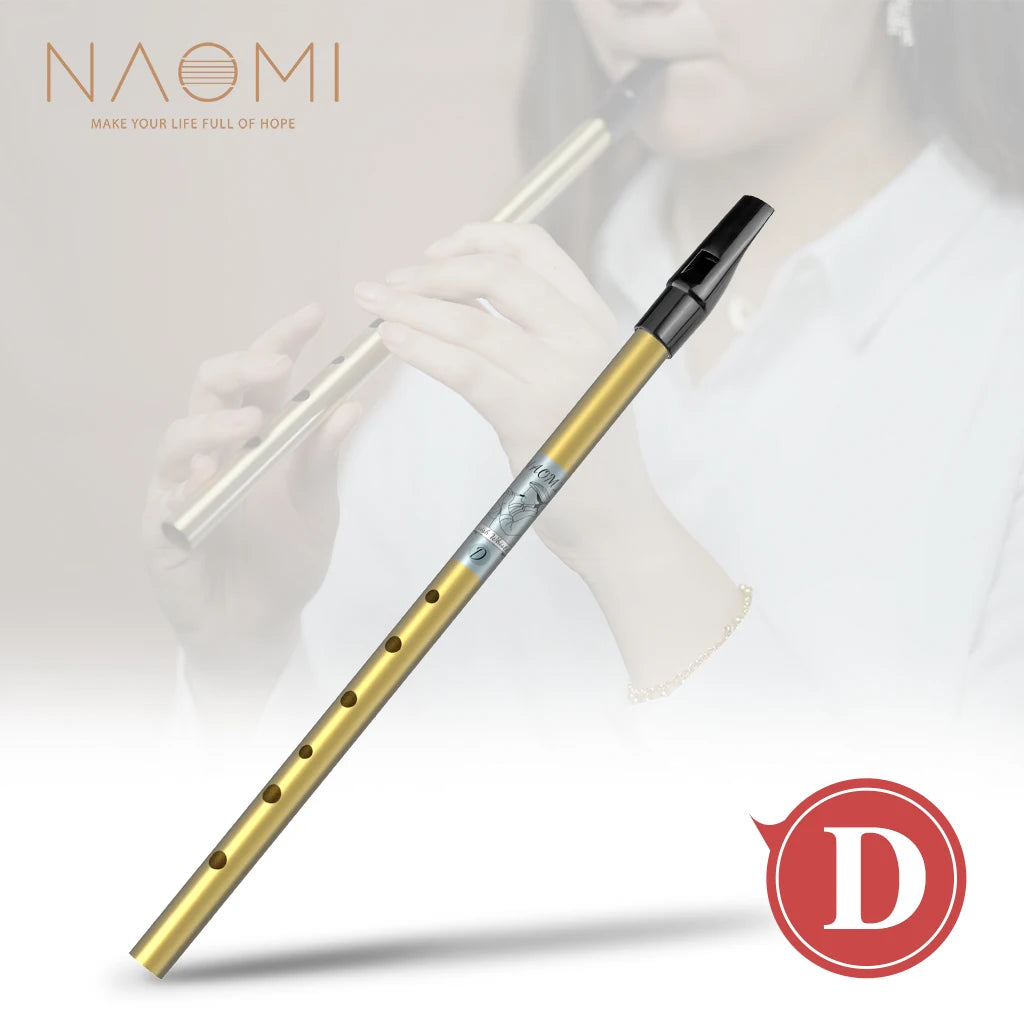NAOMI Golden High C&D Irish Whistle Scottish Penny Whistle Aluminum Alloy Tube Tin Penny Whistle 6 Holes Flute