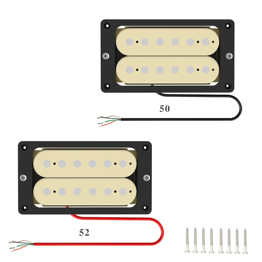 NAOMI 2pcs Electric Guitar Humbucker Pickups Double Coil Guitar Bridge Pickup&Neck Pickups Set Cream w/Black Pickups Cover Frame