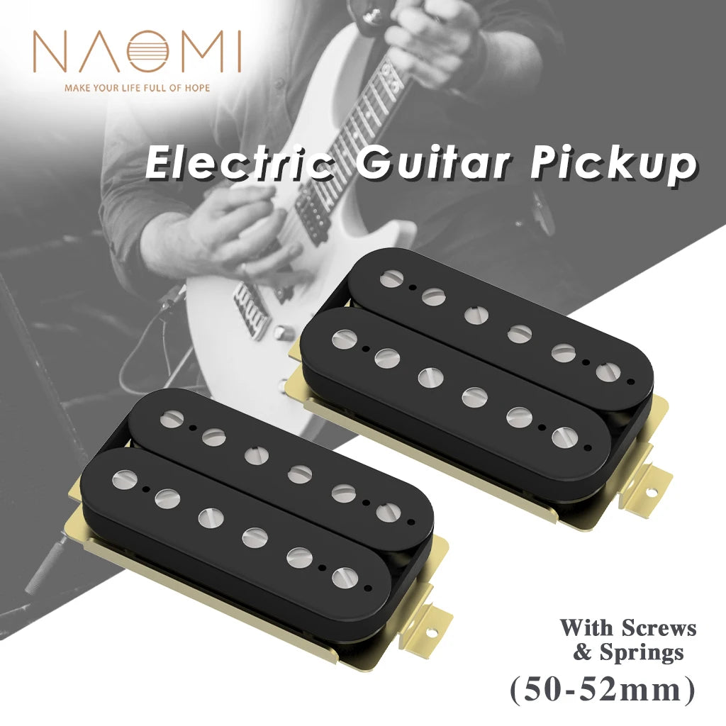 NAOMI 2pcs Neck-Bridge Humbucker Double Coil LP Electric Guitar Pickups Set Ceramic Magnet w/ Height Adjustable Screws