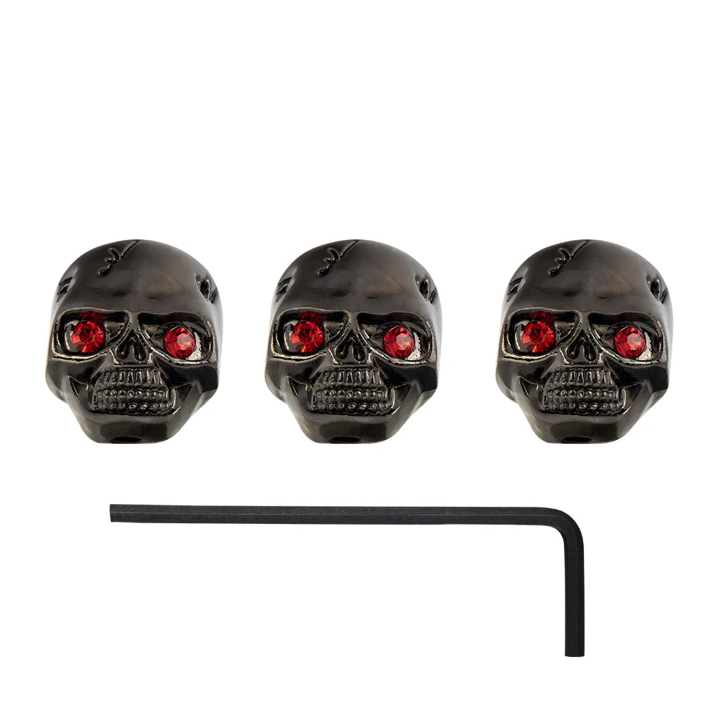 NAOMI 3pcs Skull Head Volume Tone Control Knobs Buttons With Allen Wrench For Electric Guitar Replacement Parts And Accessories