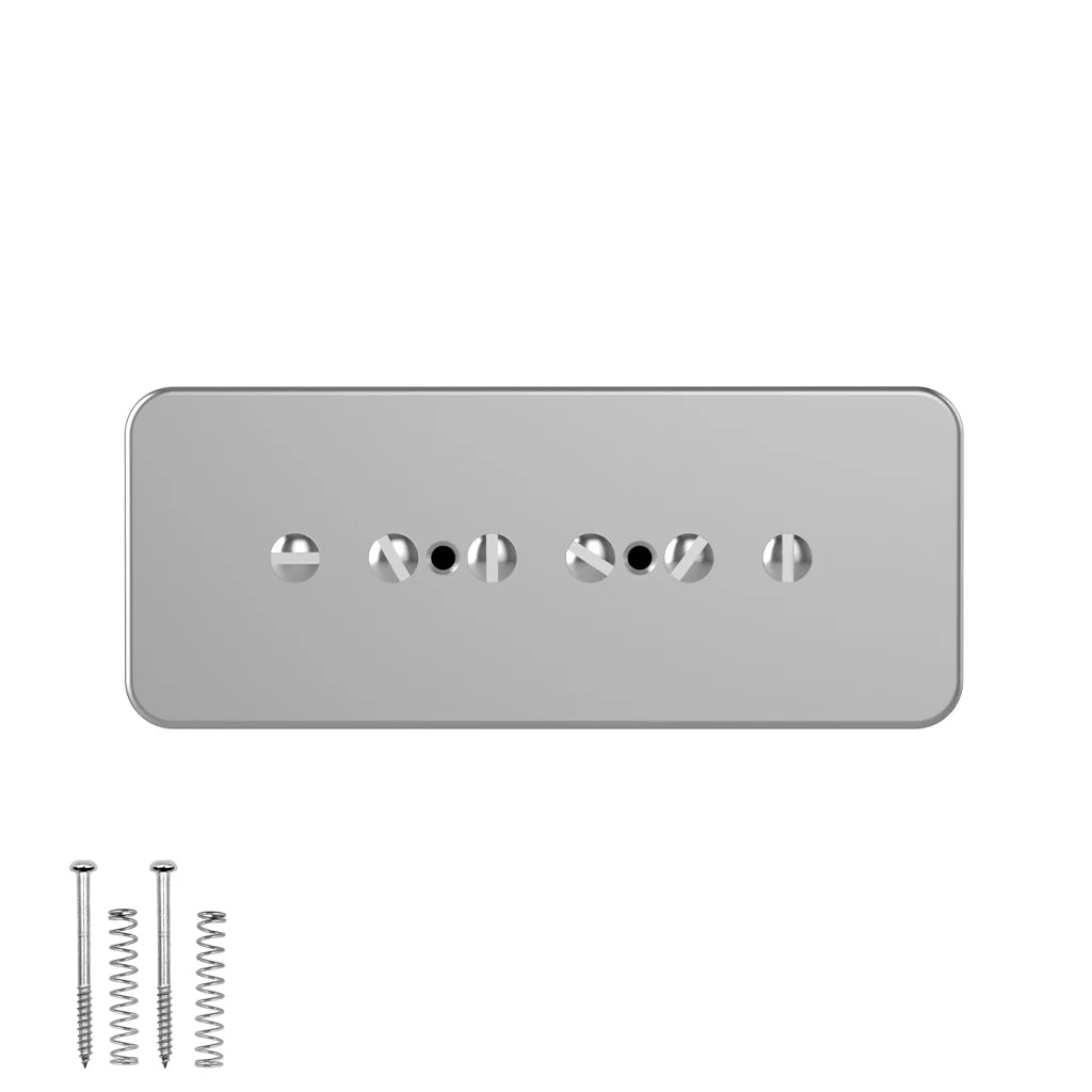 NAOMI 2pcs P90 Single Coil Electric Guitar Pickup Set Soapbar Neck&Bridge Pickup w/ Silver Metal Cover 6 Adjustable Pole Pieces