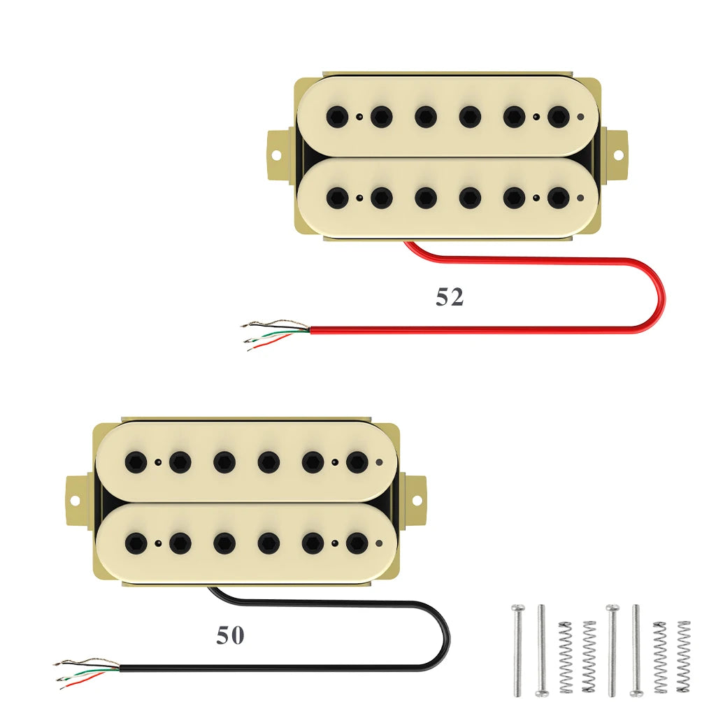 NAOMI 2pcs Double Coil Humbucker Electric Guitar Pickup Set Neck/Bridge Ceramic Magnet w/ 12 Adjustable Hexagonal Pole Pieces