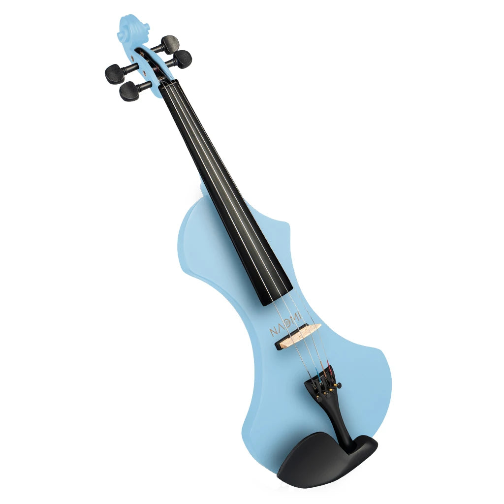 NAOMI Selected 4/4 Electric Violin Set Solidwood Body w/ Violin Bow+Canvas Case+Nylon Bag+AT-101 Tuner+Rosin+Violin Strings
