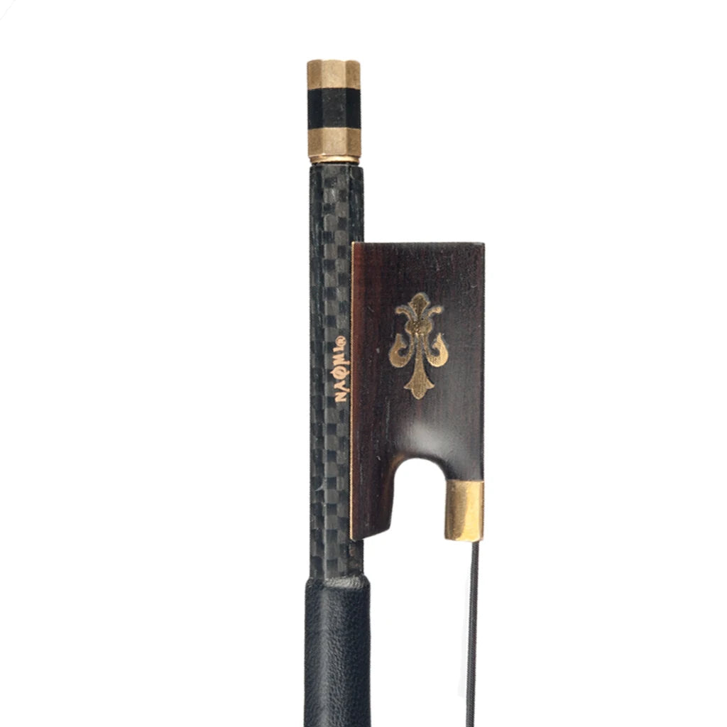 NAOMI  4/4 Full Size Grid Carbon Fiber Bow With Ebony Fleur-de-Lis Frog Black Mongolia Horse Hair