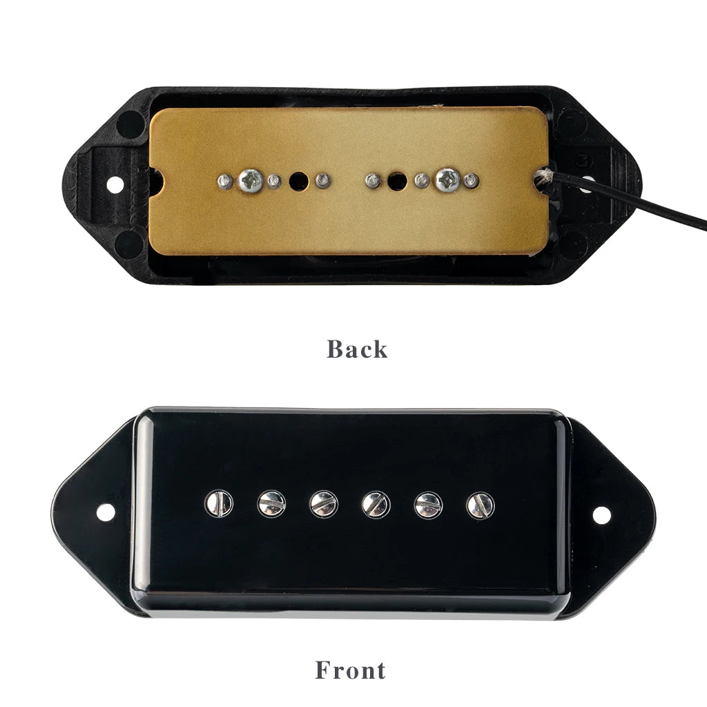 NAOMI Black P90 Electric Guitar Pickup High Output Neck 50mm Pickup w/ Metal Cover Dog Ear Shape Soap Bar Ceramic Magnet