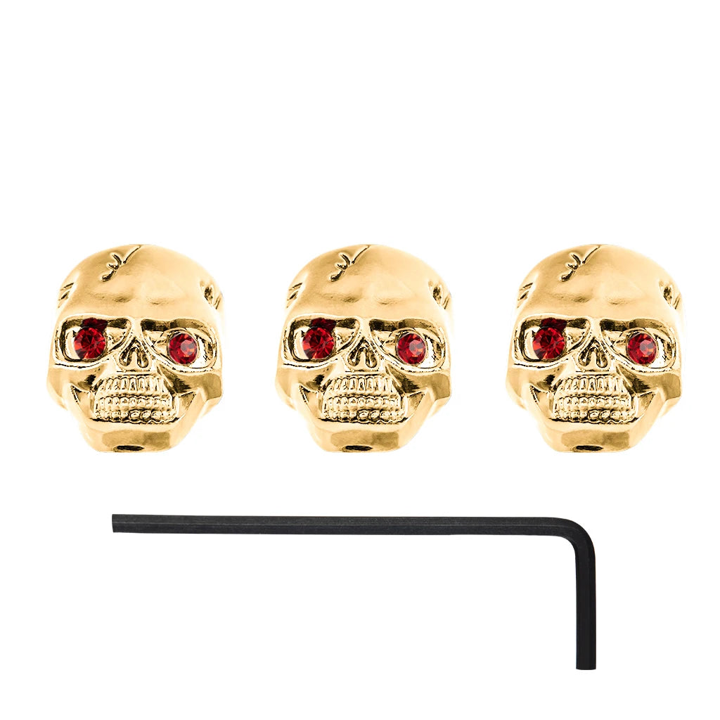 NAOMI 3pcs Skull Head Volume Tone Control Knobs Buttons With Allen Wrench For Electric Guitar Replacement Parts And Accessories
