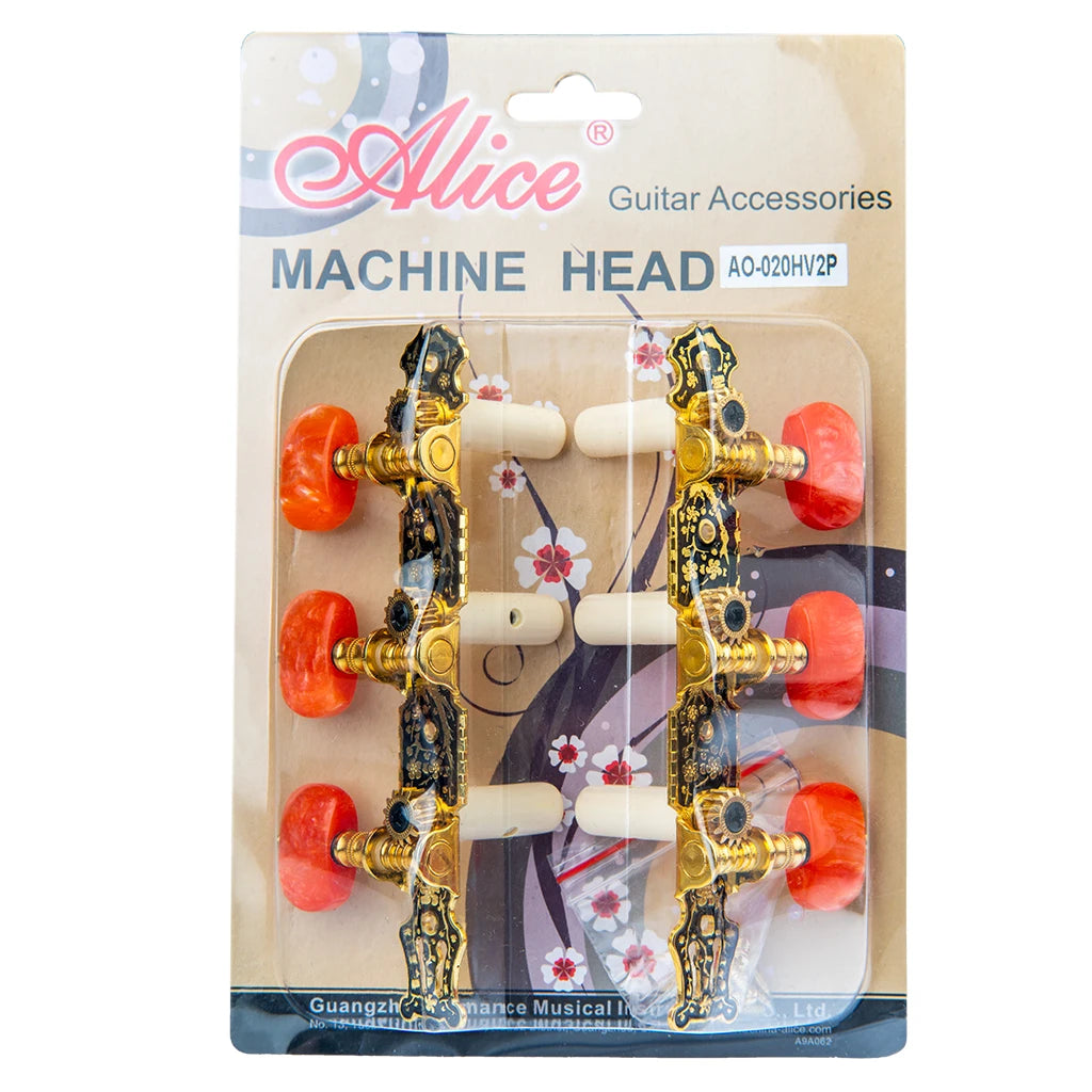 NAOMI Alice AO-020HV2P 2pcs(L&R) Classical Guitar Tuning Keys Pegs String Tuners 1:14 Gear Ration 3+3 Machine Heads