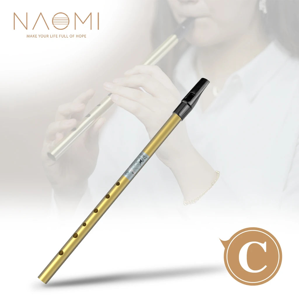 NAOMI Golden High C&D Irish Whistle Scottish Penny Whistle Aluminum Alloy Tube Tin Penny Whistle 6 Holes Flute
