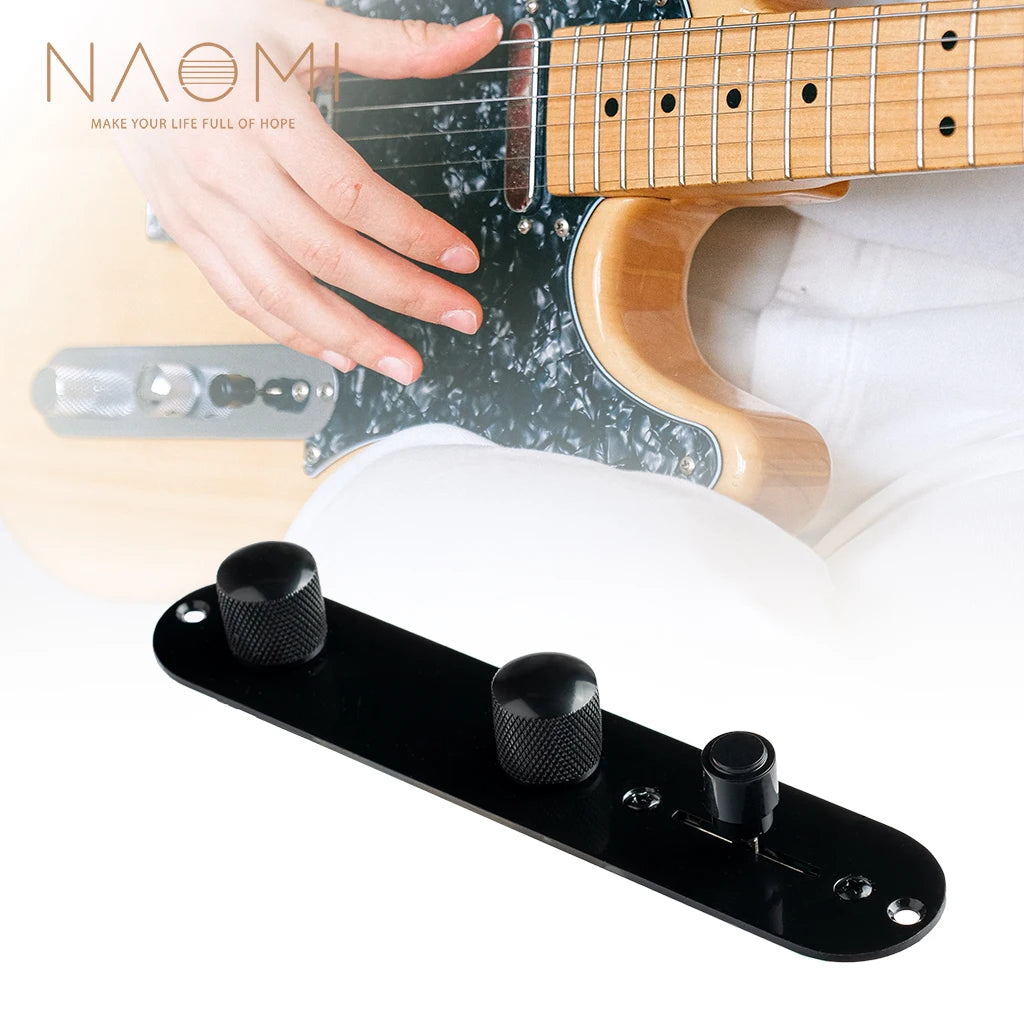 NAOMI Chrome/Gold/Black 3 Way Loaded Metal Prewired Guitar Control Plate With Wiring Harness Knobs Compatible For TL Guitar