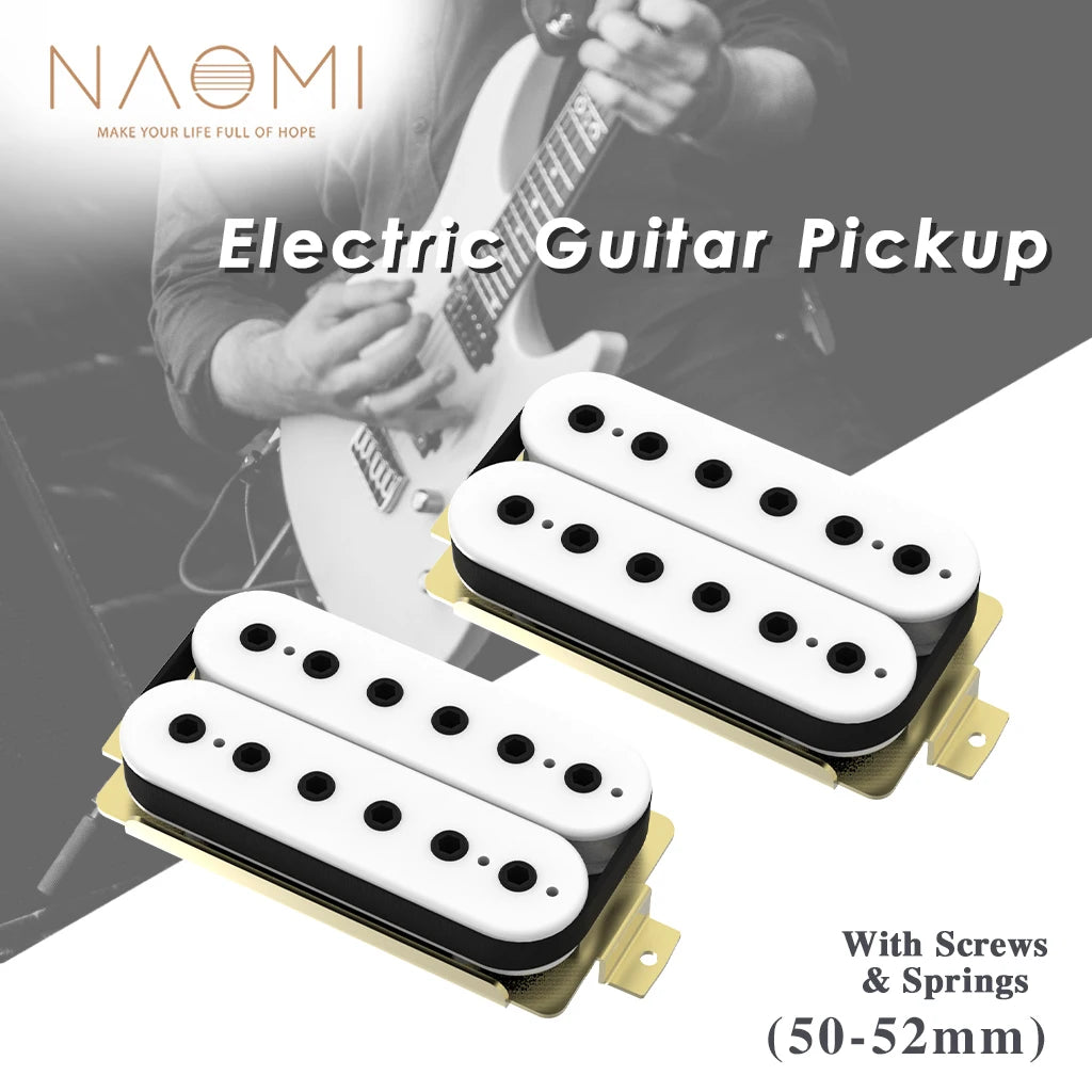 NAOMI 2pcs 50mm+52mm Humbucker Pickup Electric Guitar Pickups Set For ST LP Style Guitar Replacement w/Hexagonal Pole Pieces