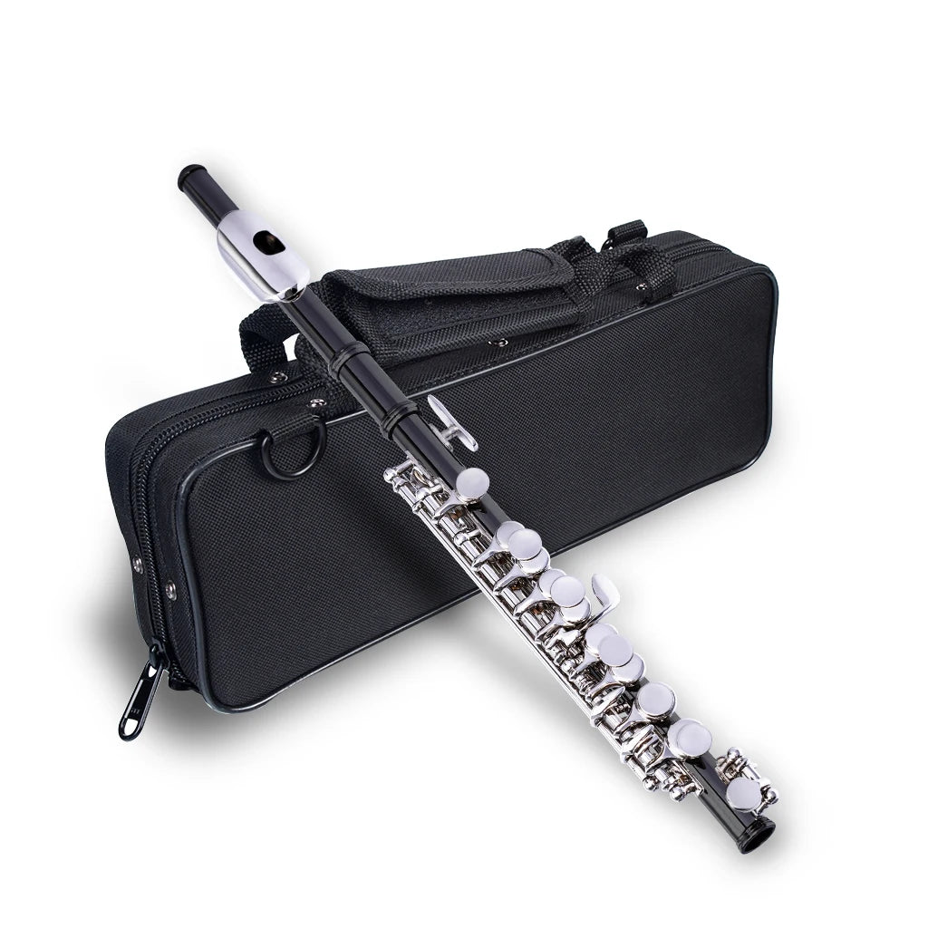 NAOMI Nickel Plated C Key Piccolo Black Color W/ Case Cleaning Rod And Cloth And Gloves Cupronickel Piccolo Set