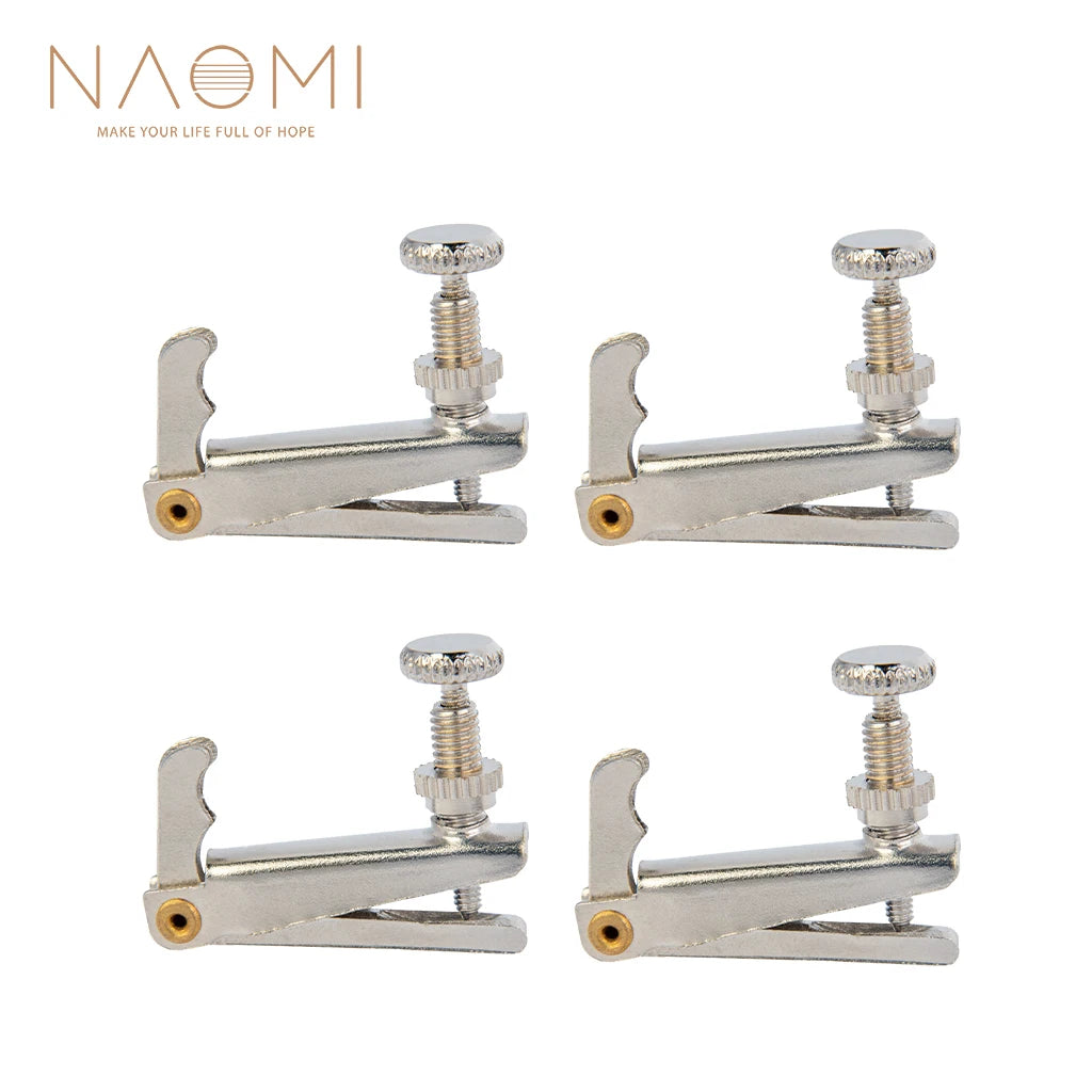 NAOMI 4pcs/1set Violin Fine Tuners For 4/4-3/4 Violin Metal String Adjuster Nickel Plated Anti Rust