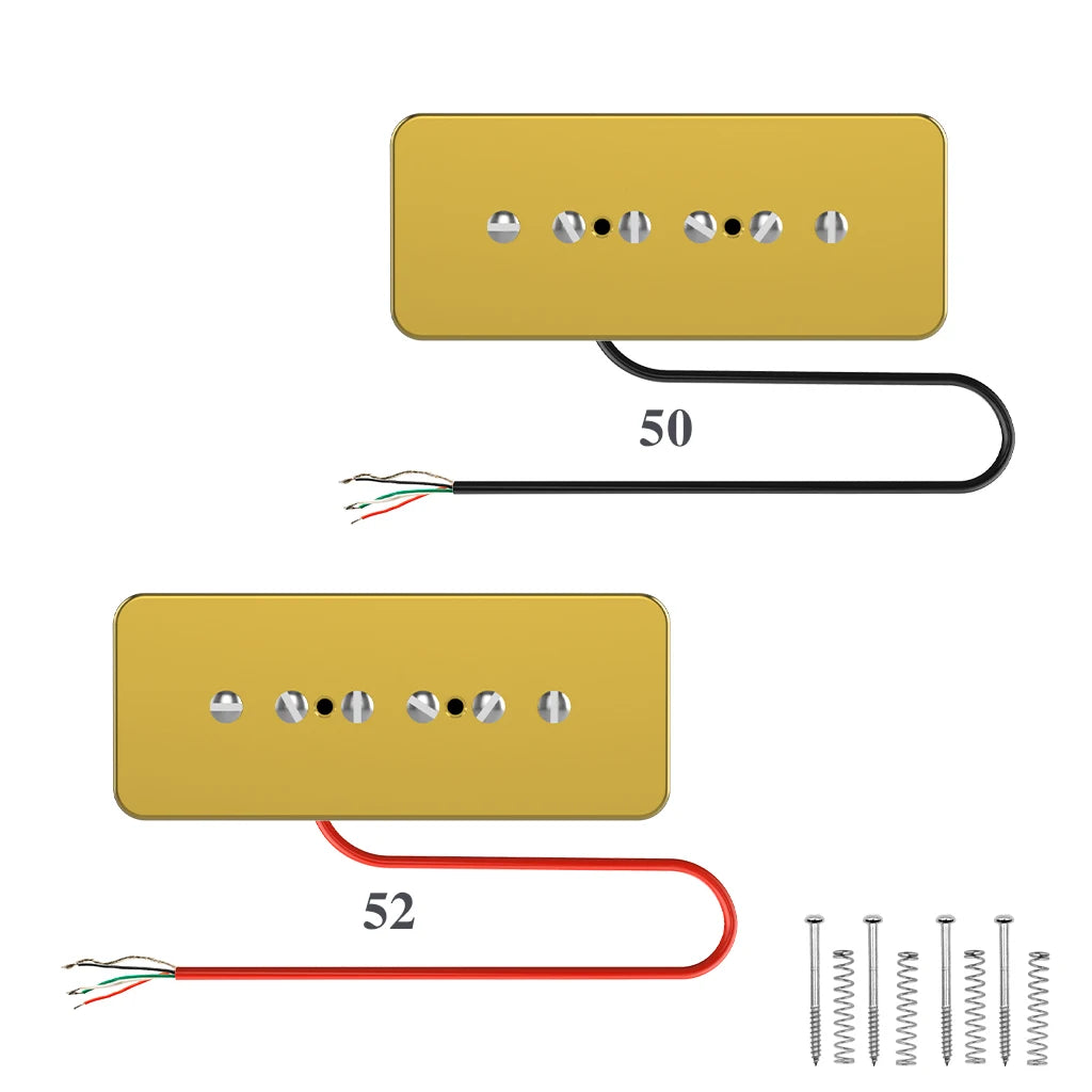 NAOMI 2pcs P90 Soapbar Pickup Bridge & Neck Single Coil Pickup Set Golden Metal Cover Ceramic Magnet For Electric Guitar Parts