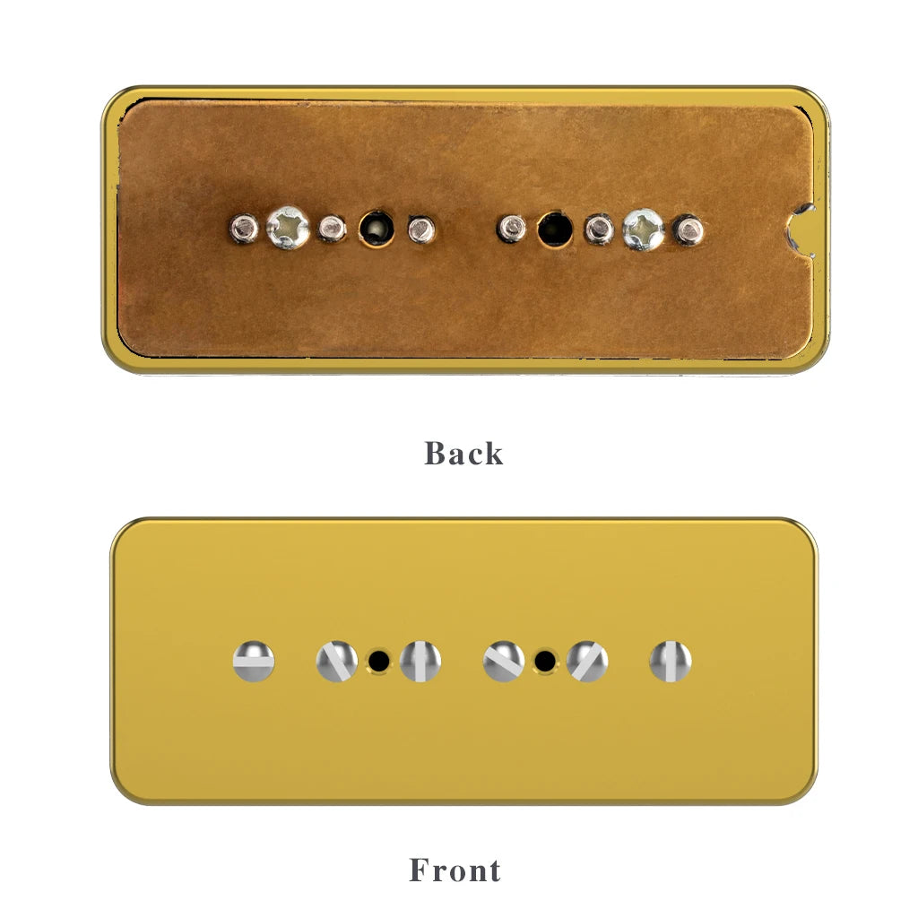 NAOMI 2pcs P90 Soapbar Pickup Bridge & Neck Single Coil Pickup Set Golden Metal Cover Ceramic Magnet For Electric Guitar Parts