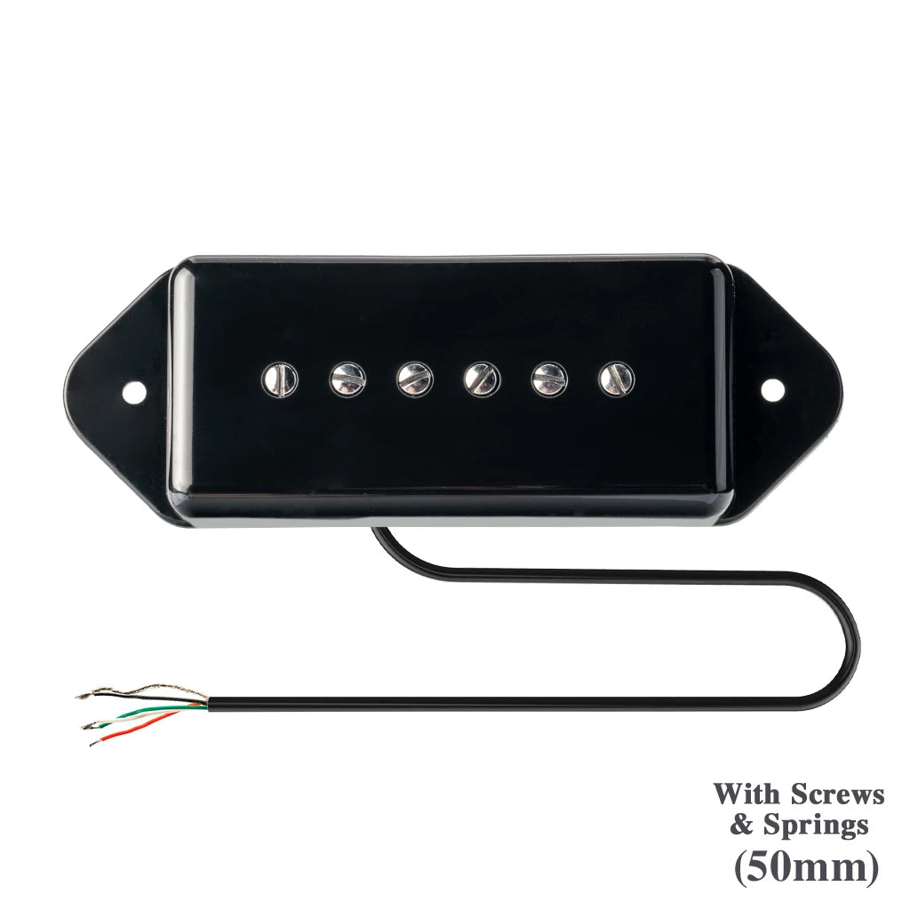 NAOMI Black P90 Electric Guitar Pickup High Output Neck 50mm Pickup w/ Metal Cover Dog Ear Shape Soap Bar Ceramic Magnet
