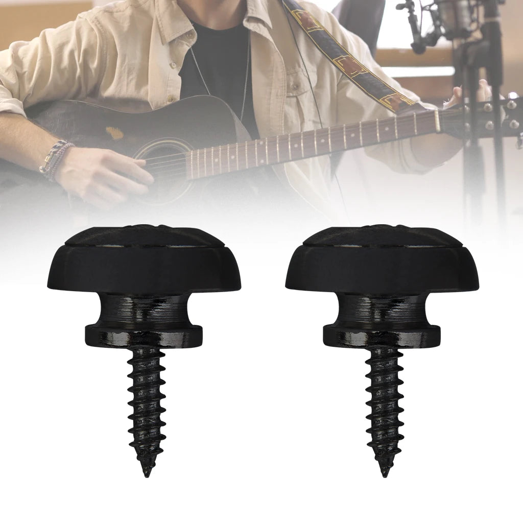 NAOMI 2pcs Guitar Strap Lock Flat Round Head Heavy Duty Metal Button Straplock Silver/Black/Golden Color For Electric Acoustic Guitar