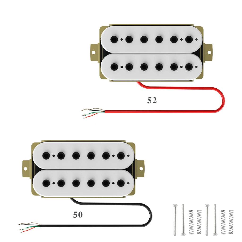 NAOMI 2pcs 50mm+52mm Humbucker Pickup Electric Guitar Pickups Set For ST LP Style Guitar Replacement w/Hexagonal Pole Pieces