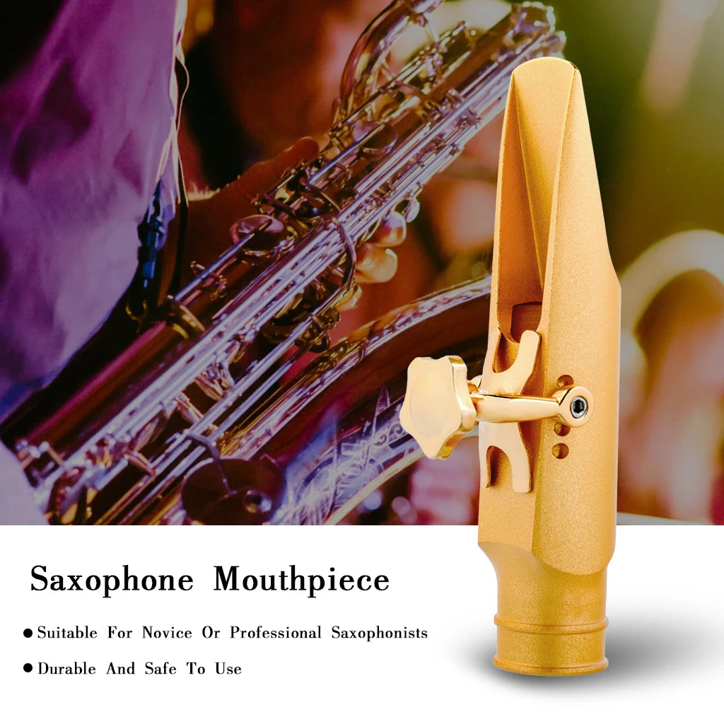 NAOMI Gold Plated B-flat Tenor Saxophone Sax Mouthpiece Cap Ligature 5.6.7.8.9.10 Medium Chamber Straight Baffle