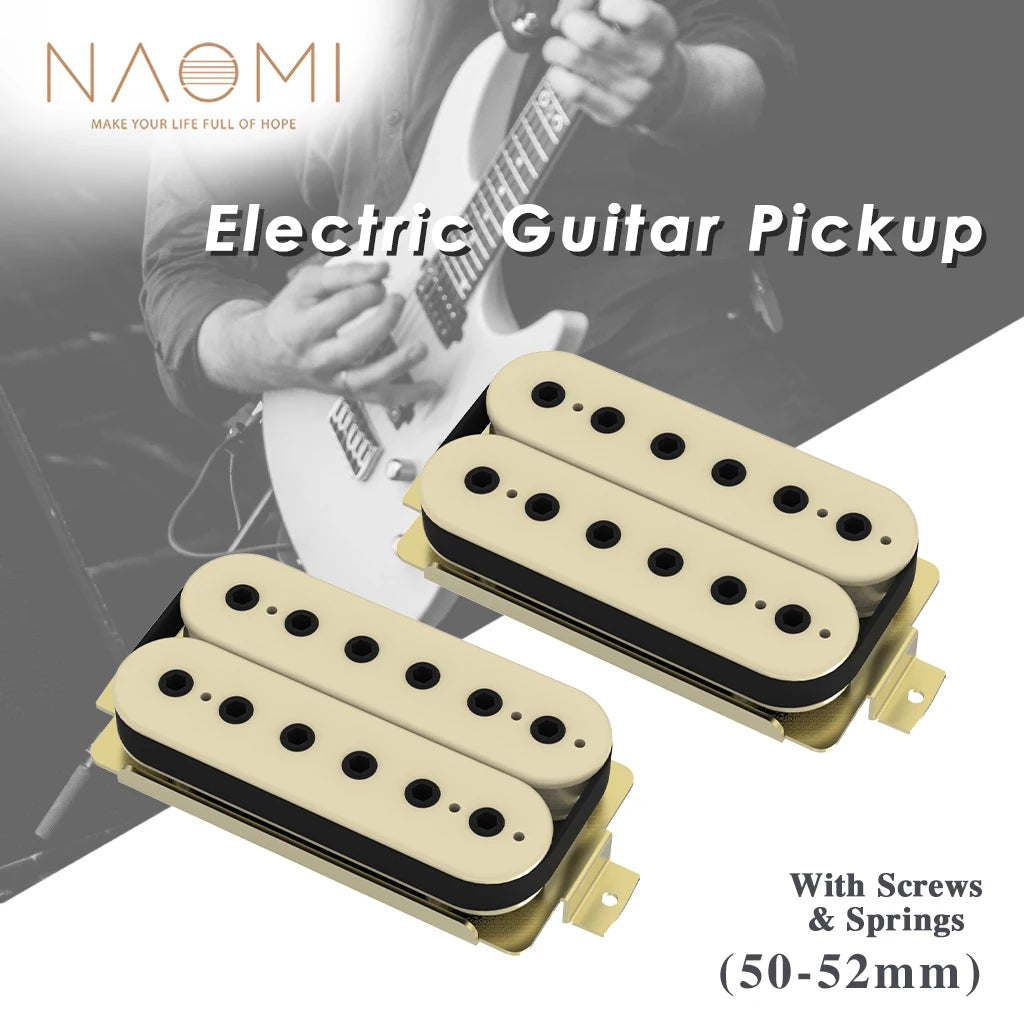 NAOMI 2pcs Double Coil Humbucker Electric Guitar Pickup Set Neck/Bridge Ceramic Magnet w/ 12 Adjustable Hexagonal Pole Pieces