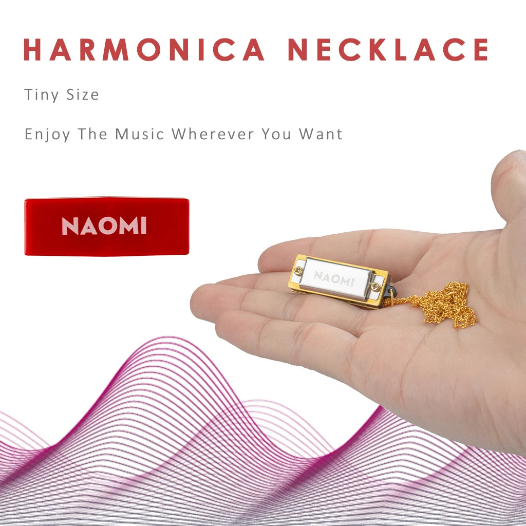 NAOMI 4 Holes Mini Harmonica Necklace Brass Reed +Environmental ABS Comb In Key of C Model Really Plays