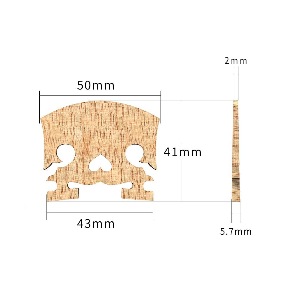 NAOMI Select Figured Violin Bridge Unslotted Semi Finished Bridge Air Dried AA Grade Maple With E Ebony Insert