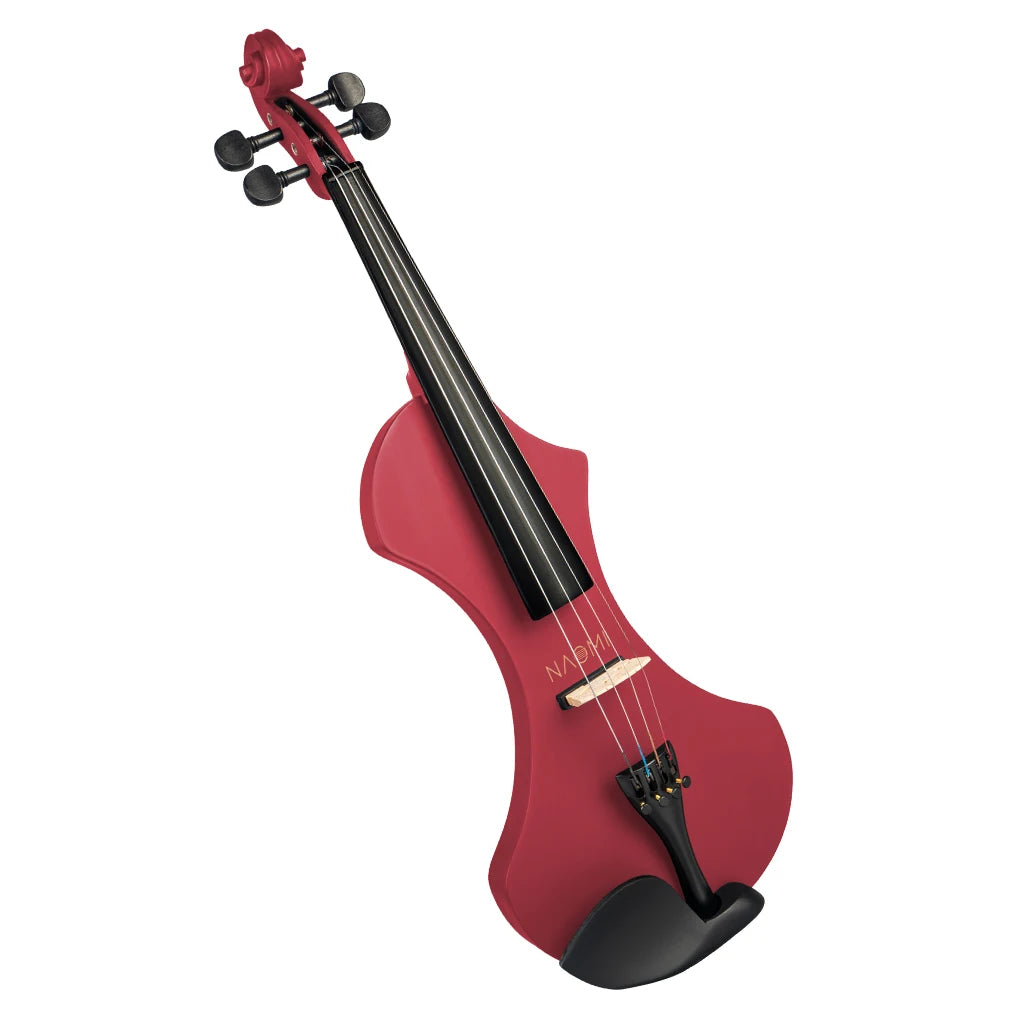 NAOMI Electric Violin 4/4 Full Size Solid Wood Silent Violin Set w/ Carrying Case+Audio Cable+Extra Strings+Tuner+Bridge+Rosin
