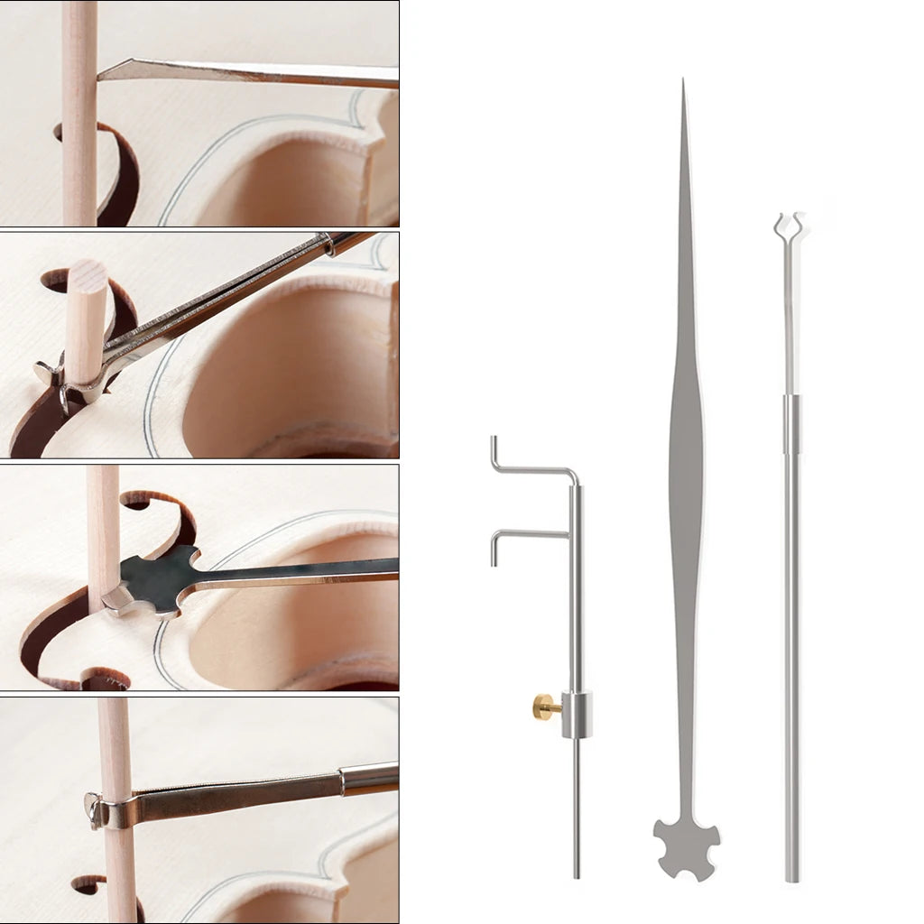 NAOMI Soundpost Tool Gauge Measurer Retriever Clip Set Luthier Install Repair Tool