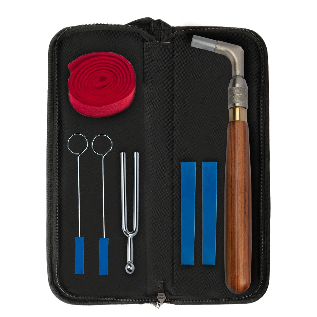 NAOMI Stainless Steel Wrench With Hardwood Handle Rubber Wedge Mute Temperament Strip Tuning Fork And Case Piano Tuning Kit Piano Tool