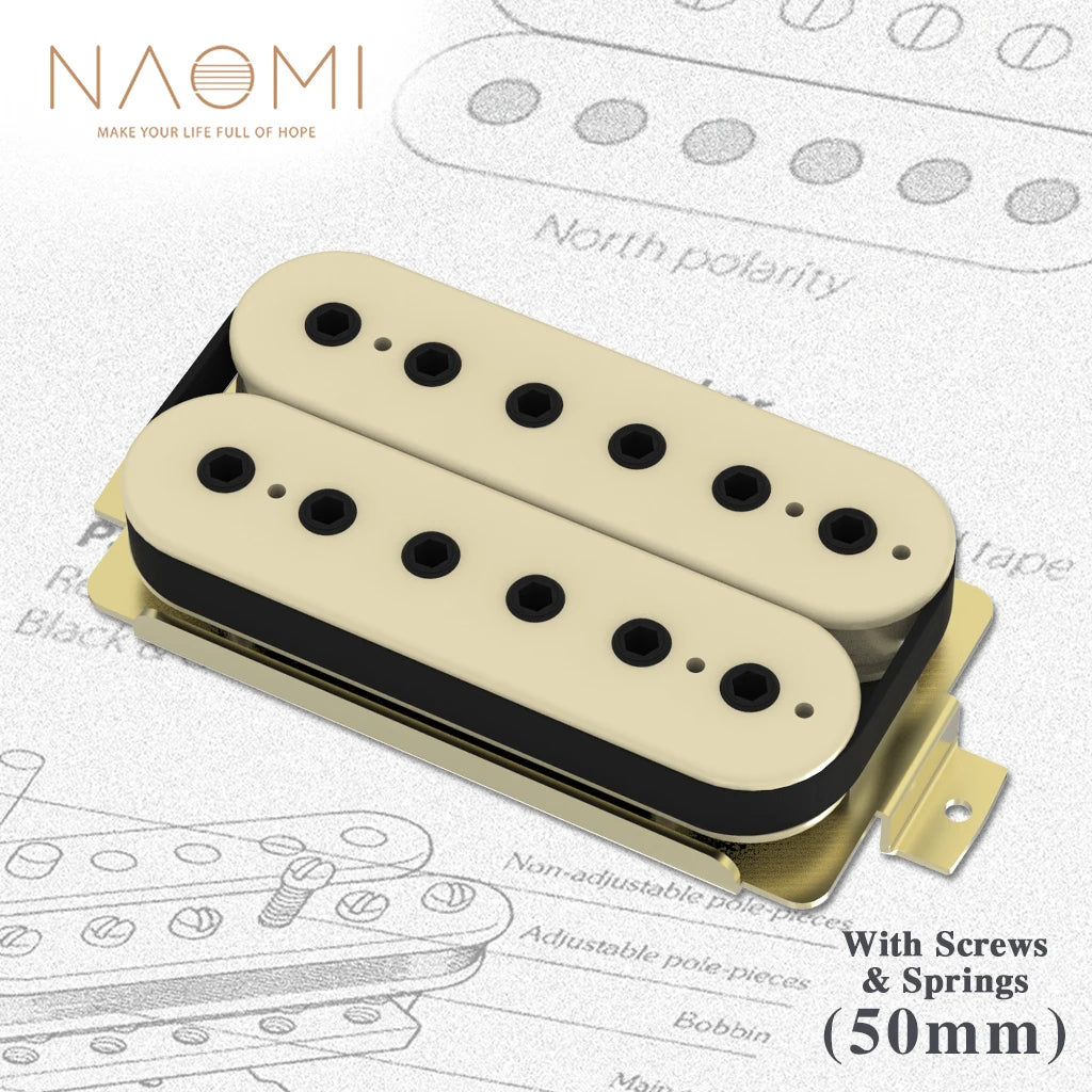 NAOMI Ceramic Electric Guitar Neck Pickup Double Coil Humbucker Pickups w/ 12 Adjustable Hexagonal Screw Pole Pieces