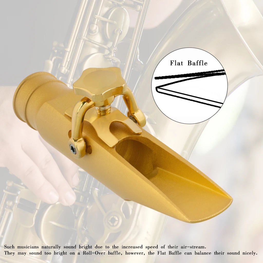 NAOMI Gold Plated B-flat Tenor Saxophone Sax Mouthpiece Cap Ligature 5.6.7.8.9.10 Medium Chamber Straight Baffle