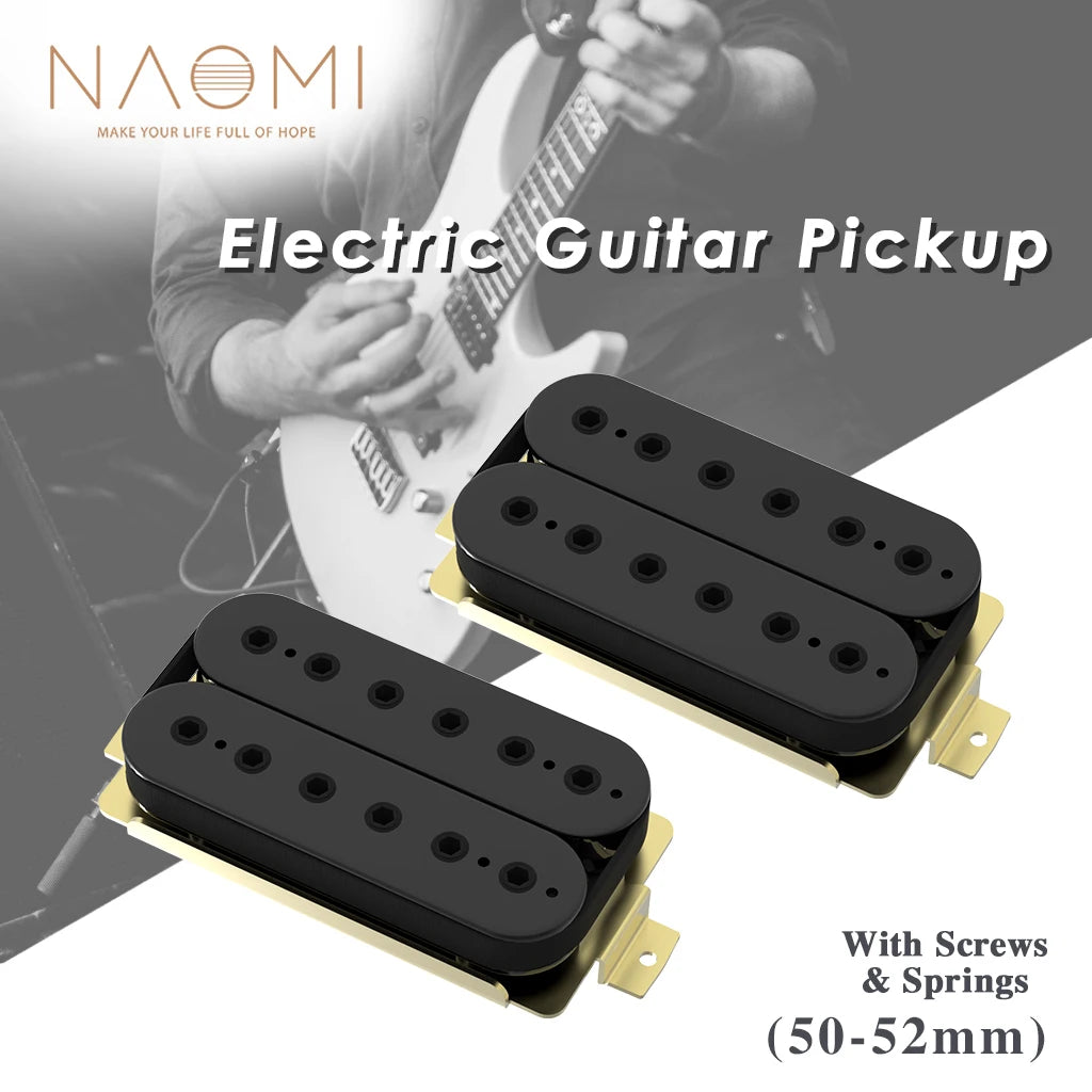 NAOMI 2pcs Electric Guitar Humbucker Pickup Set Neck-Bridge 50-52mm w/ Adjustable Hexagonal Screw Pole Pieces Ceramic Pickup
