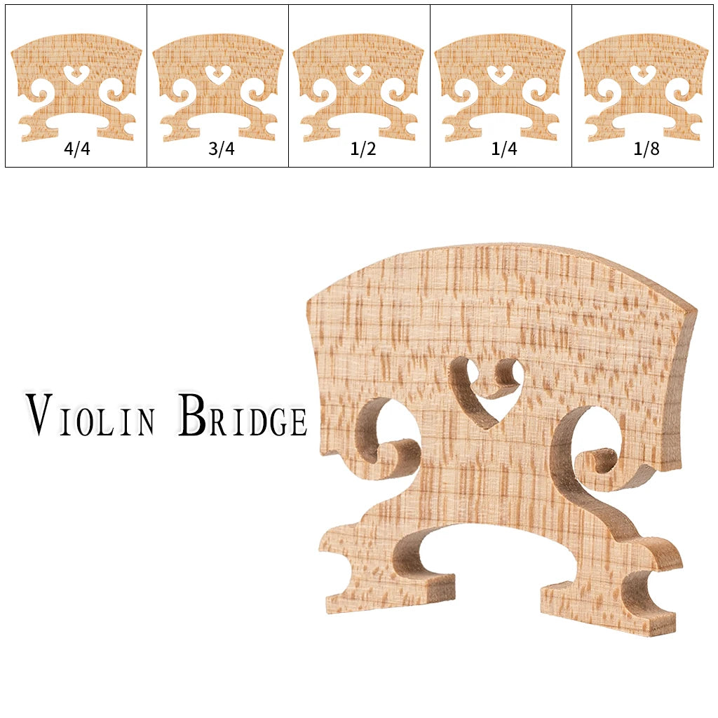 NAOMI 1PC- Maple Bridge Violin Bridge 4/4 3/4 1/2 1/4 1/8 Size Bridge Standard Violin Bridge