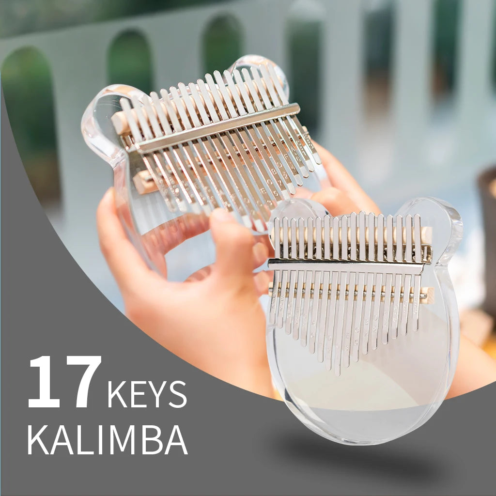 NAOMI 17 Keys Thumb Piano With Eva Bag Crystal Kalimba Acrylic Mbira Finger Piano Gifts For Kids Adult Beginners W/Tuning Hammer