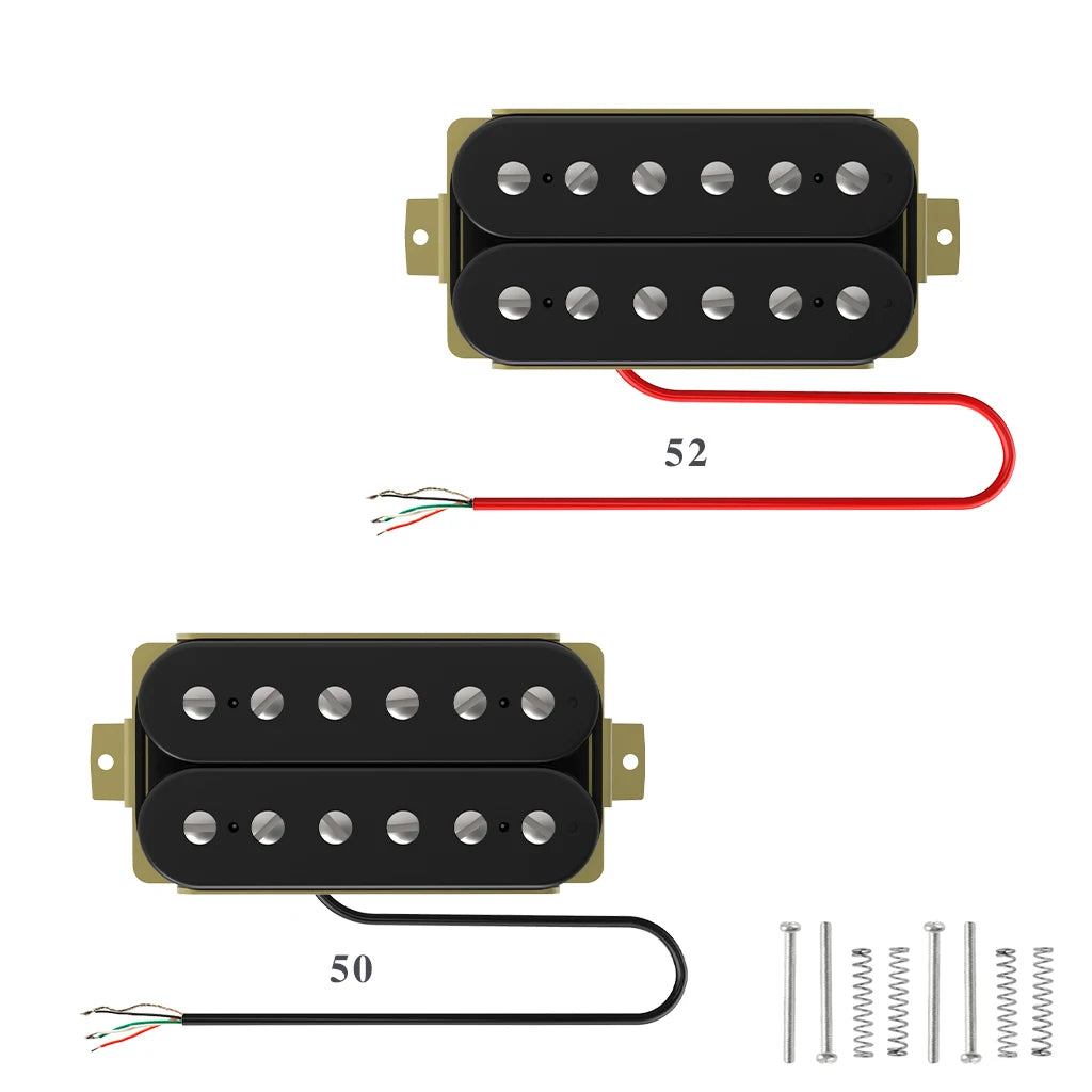 NAOMI 2pcs Neck-Bridge Humbucker Double Coil LP Electric Guitar Pickups Set Ceramic Magnet w/ Height Adjustable Screws