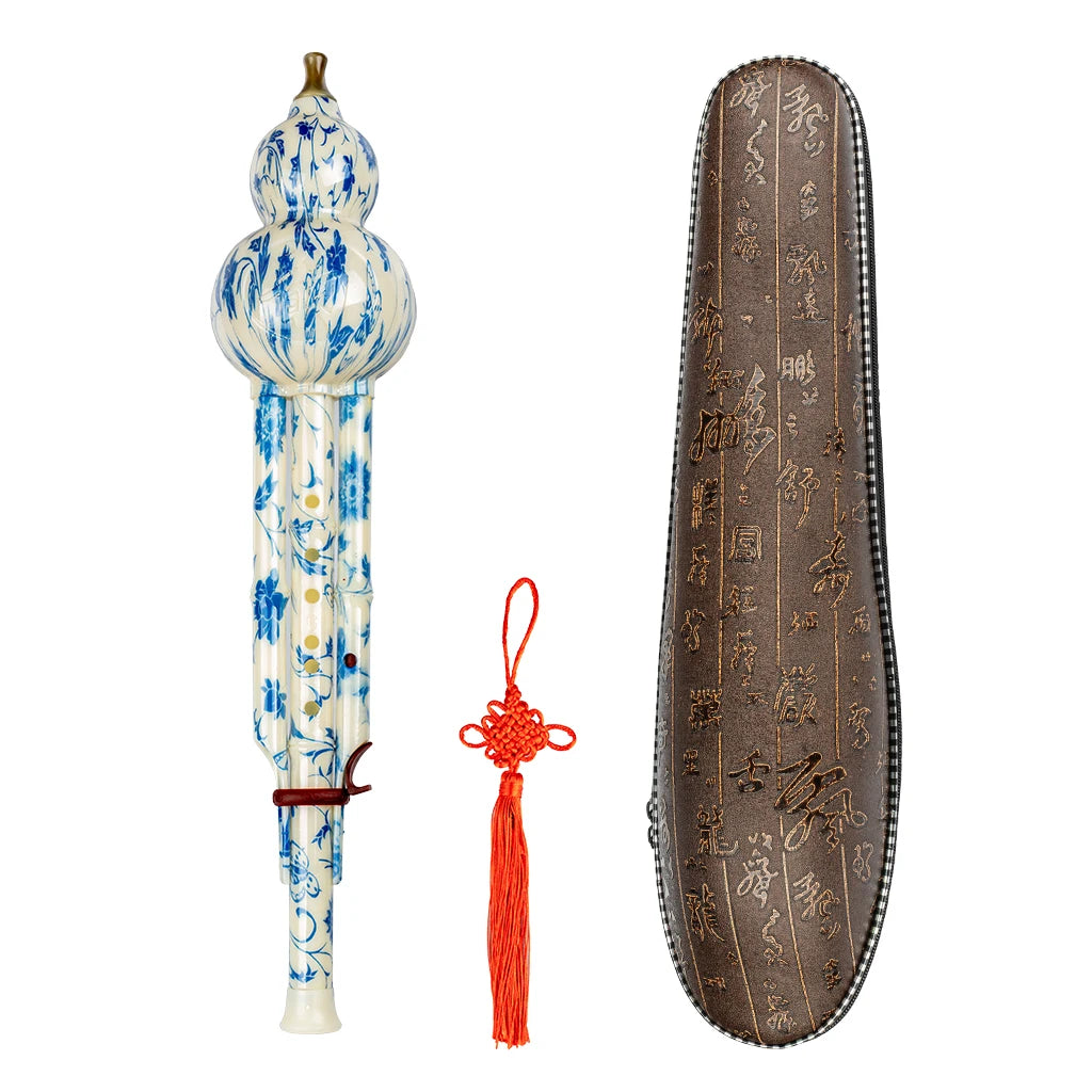 NAOMI Professional Chinese Handmade Black Bamboo Hulusi Flute Double Tone C Key Gourd Flauta Ethnic Musical Instrument W/ Case